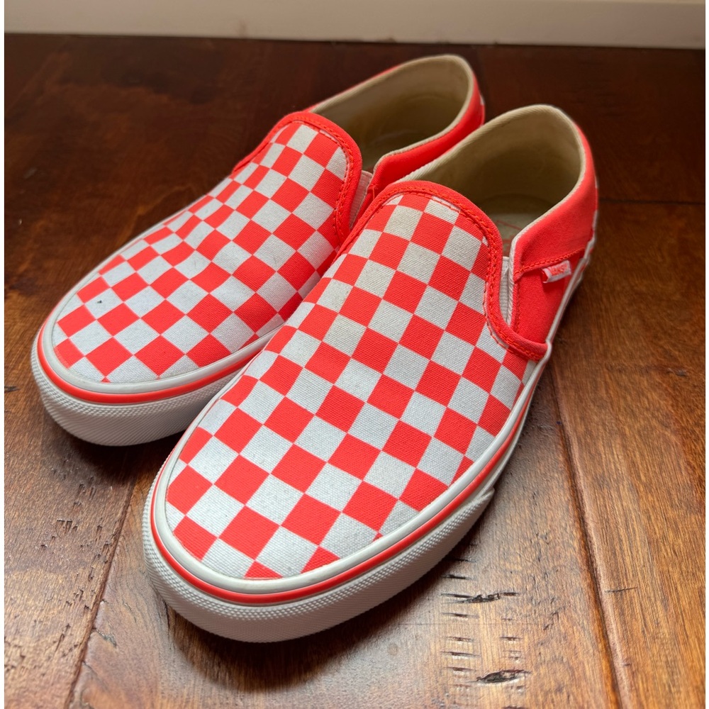 Neon orange pink vans, barely worn